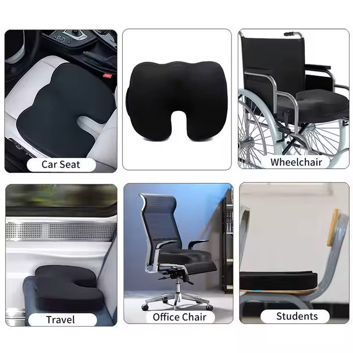 Memory Foam Gel Seat Cushion - for Office Chair, Car Seat, Airplane, Bleacher - Sciatica & Hip & Coccyx Pain Relief Desk Chair Cushion for Long Sitting Office Workers, Car Drivers