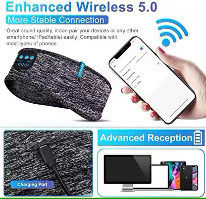 Sleep Headphones Wireless, Bluetooth Sports Headband Headphones with Ultra-Thin HD Stereo Speakers Perfect for Sleeping, Workout, Jogging, Yoga, Insomnia, Air Travel, Meditation